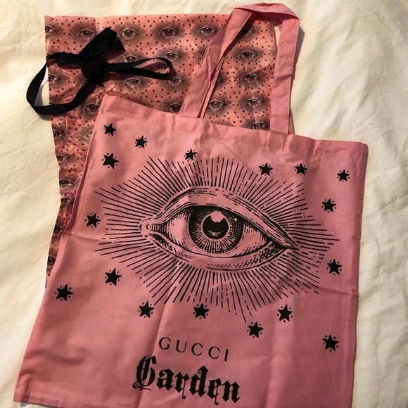 GUCCI Garden Florence Pink Cotton Eye Tote RARE - Picture 4 of 5